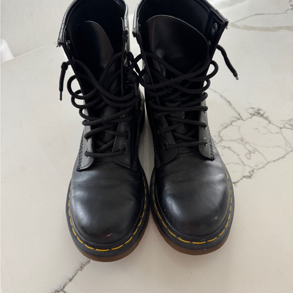 Dr. Martens Black Boots with Yellow Stitching - Picture 2 of 9